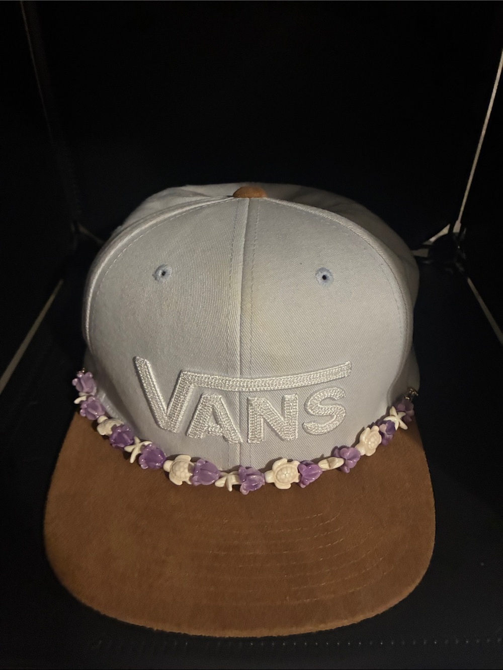 Purple and Cream Flower Hat Lei
